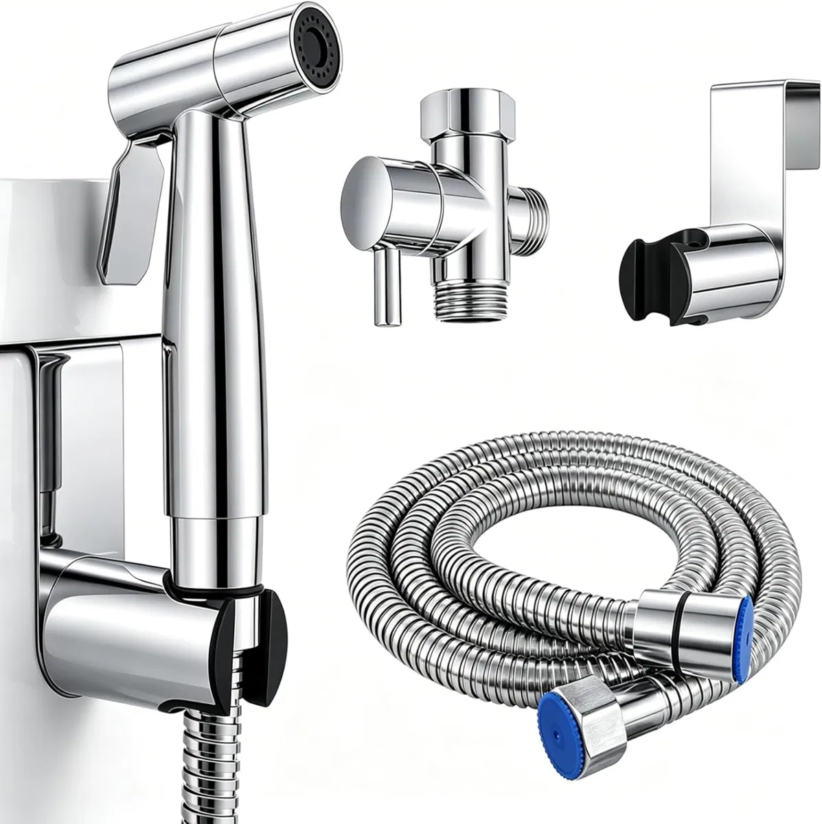 Bidet słuchawka prysznicowa zestaw do higieny osobistej, ręczny opryskiwacz ze stali nierdzewnej z wężem 1,5 m, rozpylacz pieluszek dla