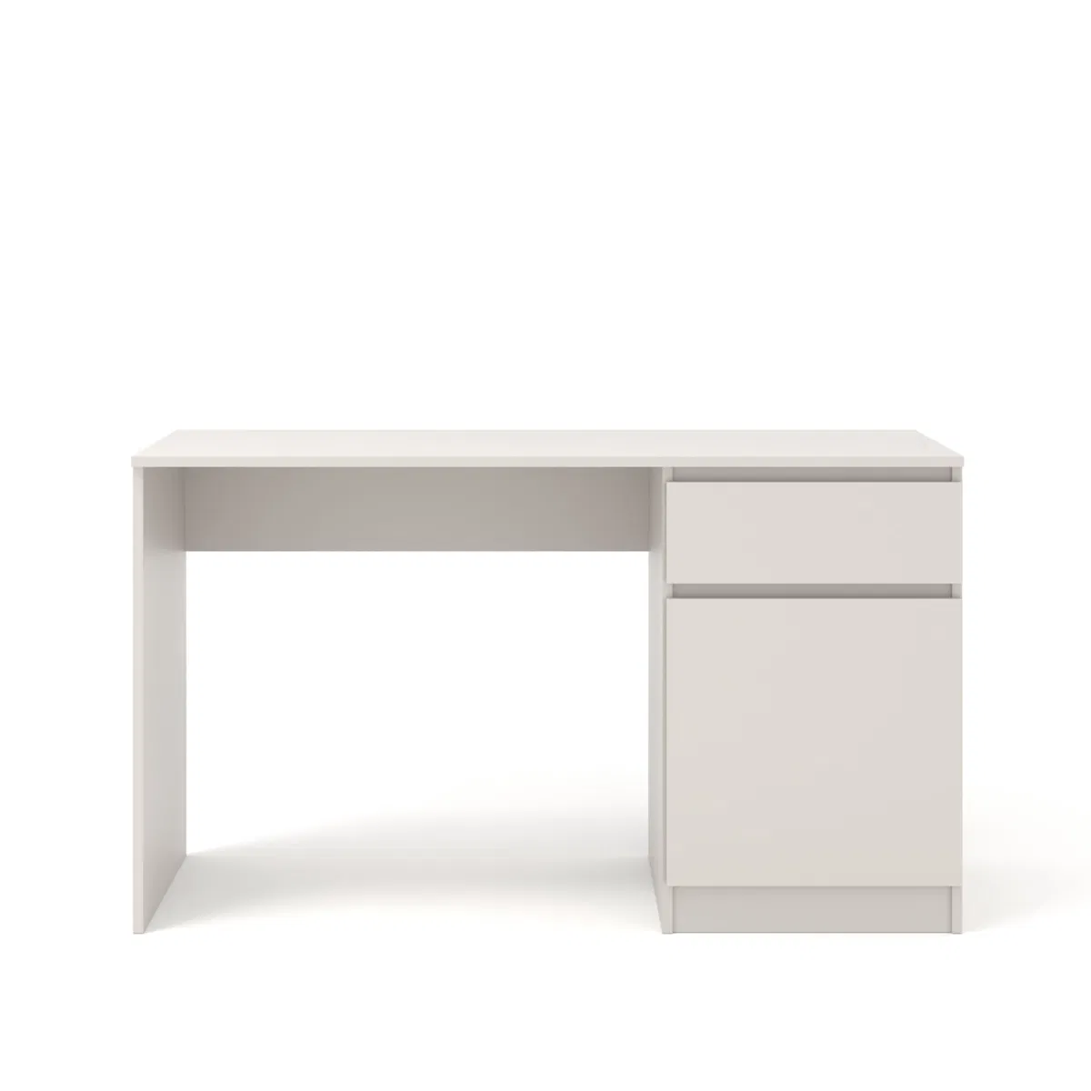 BIM Furniture Biurko MAJA 130 cm kaszmir 1 szuflada 1 szafka z półką w środku