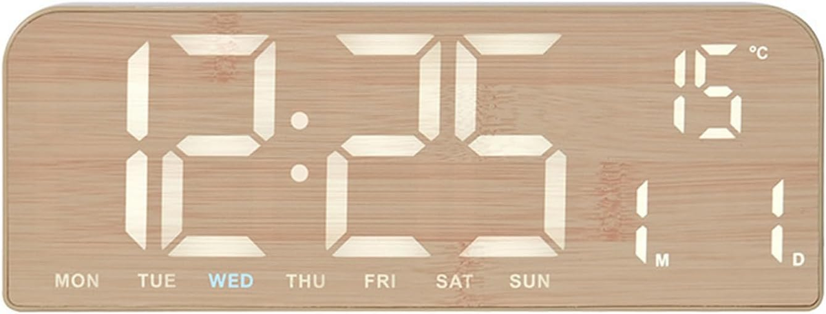 Data Led BUDZIK CYFROWY DREWNIANY DUŻY LED ZEGAR STOJĄCY WISZĄCY ALARM DATA ...