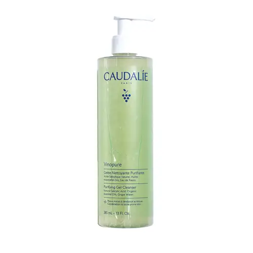 CAUDALIE VINOPURE Oczyszczający żel myjący z kwasem hialuronowym do twarzy dla skóry trądzikowej 385 ml