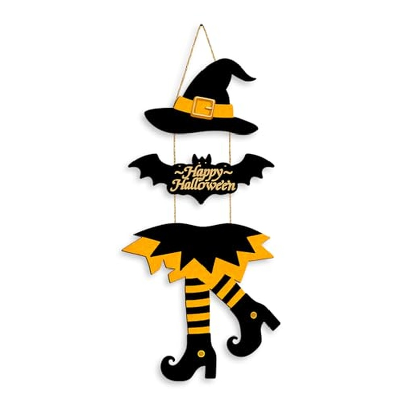 Dekoracje na Halloween – Dekoracje na Halloween w stylu vintage – Drewniany znak na drzwi, dekoracja ganku czarownicy