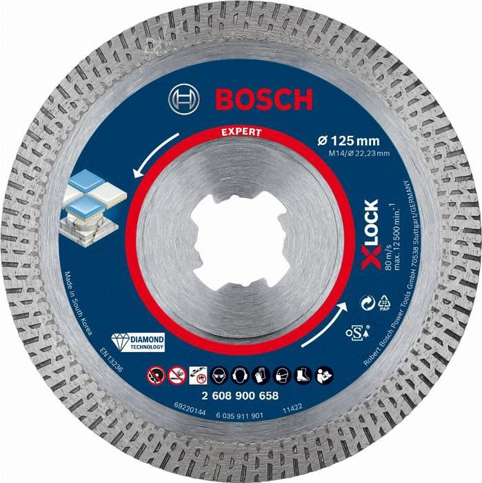 Bosch Professional 1x Diamentowe tarcze tnące EXPERT HardCeramic X-LOCK (do Twarde płytki, Twardy kamień, Ø 125 mm, Akcesoria Mała szlifierka kątowa)
