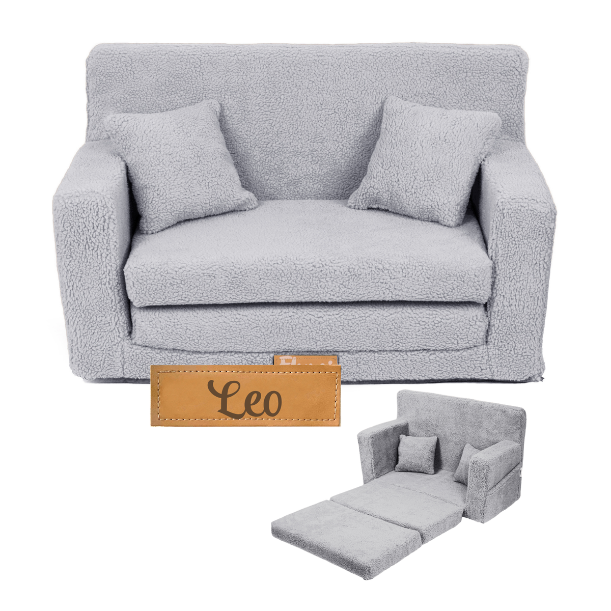Flumi sofa dziecięca rozkładana, kanapa piankowa z imieniem dziecka