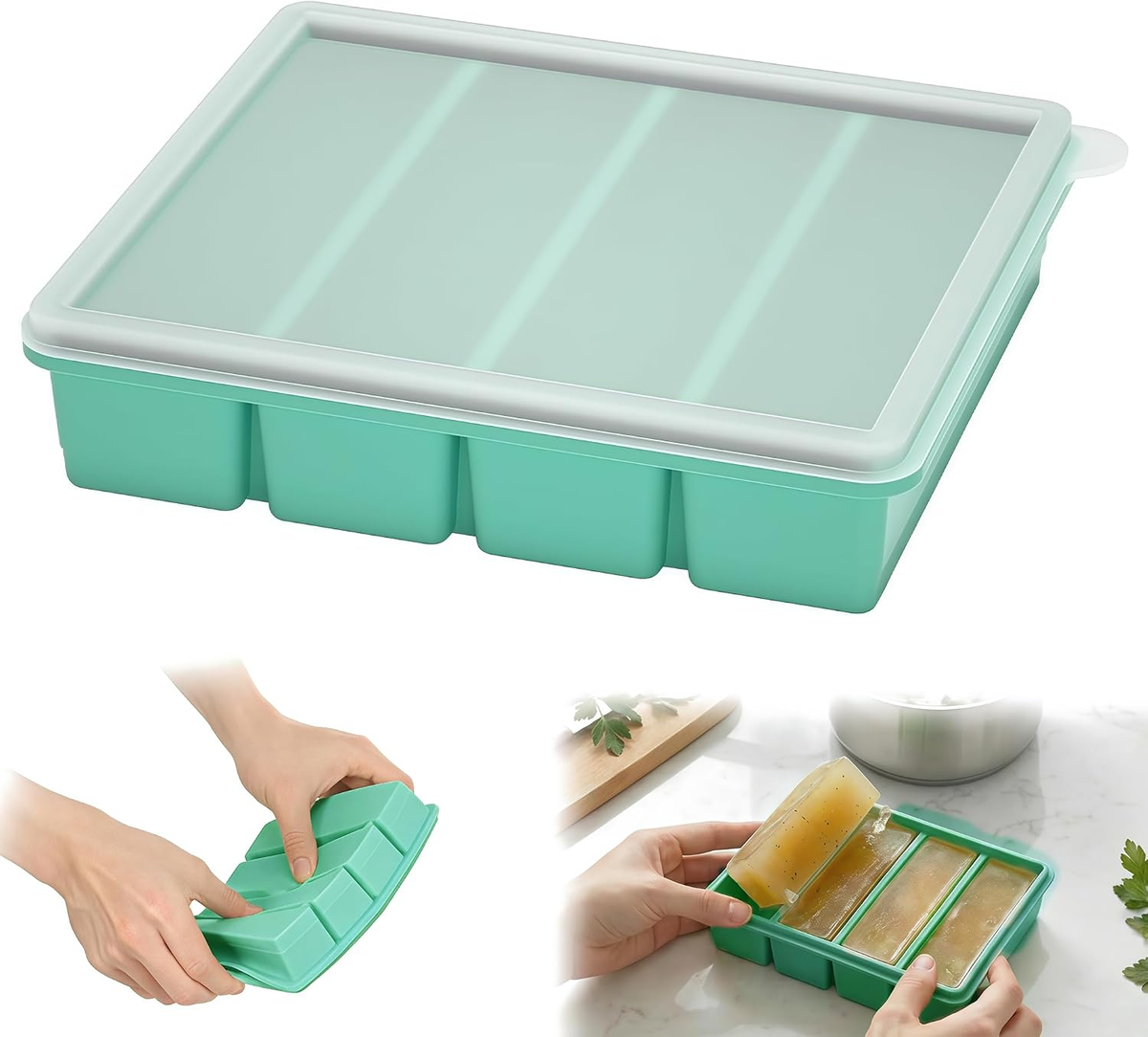 FORMA 30X13X5.6CM Z POKRYWKĄ DO ZAMRAŻANIA PORCJE KOSTKI