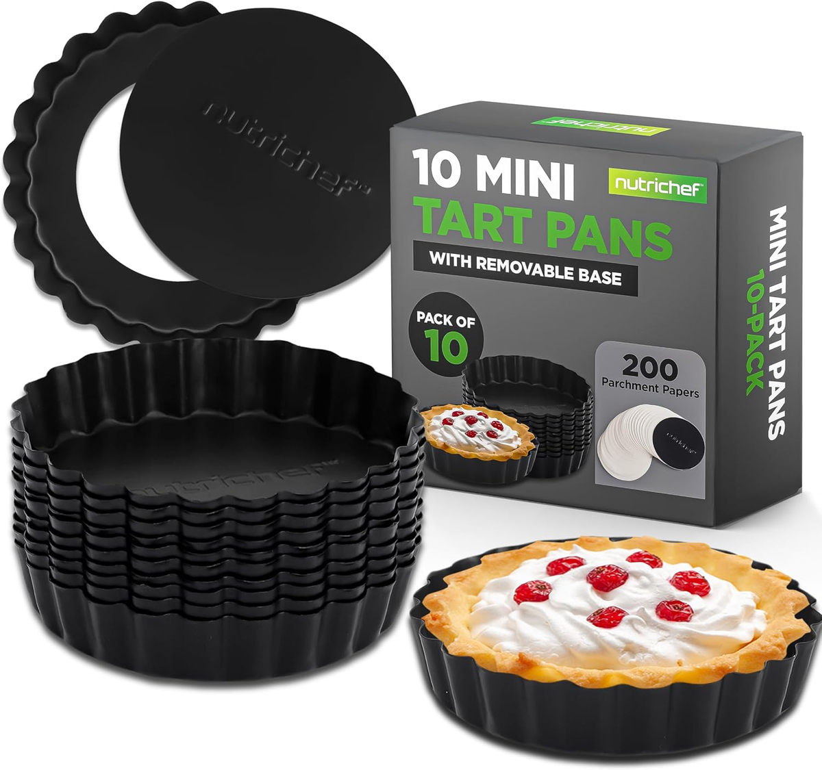 FORMY DO PIECZENIA 10 SZTUK STAL WĘGLOWA CZARNE DO TART