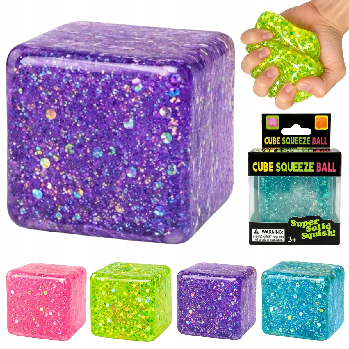 GNIOTEK KOSTKA LODU ICE CUBE SQUISHY BROKATOWY MIĘKKI ANTYSTRESOWY ...