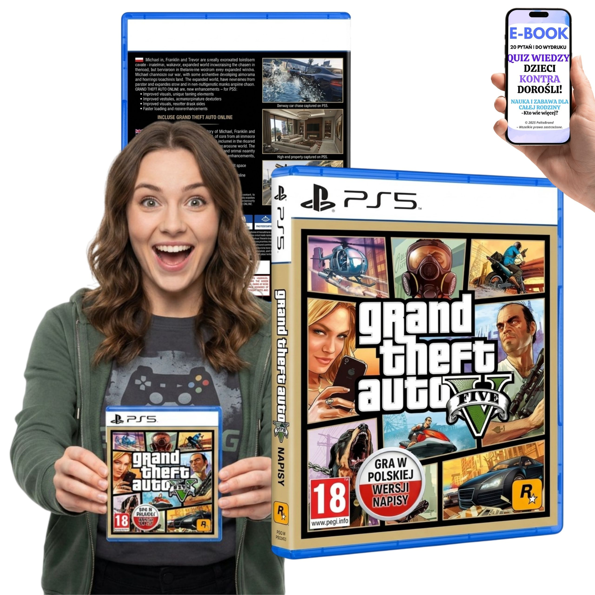 Gra PS5 Grand Theft Auto 5 Napisy PL Zapieczętowana + E-BOOK-2