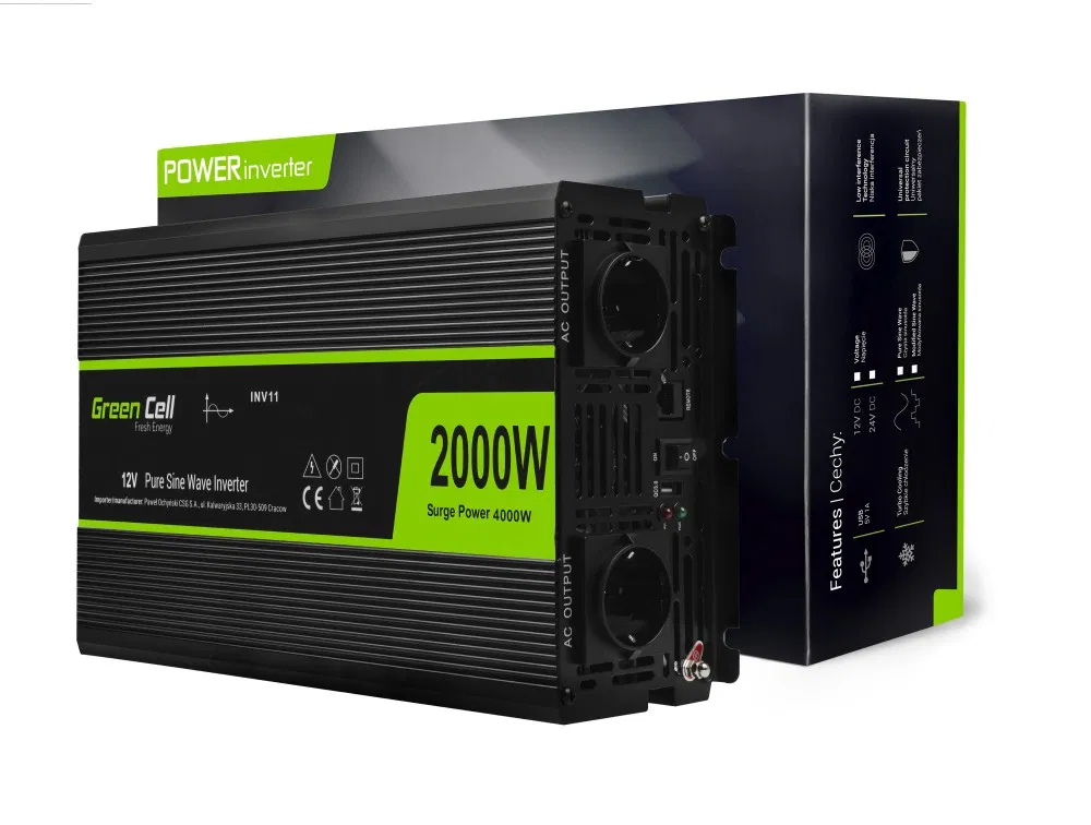 Green Cell, Przetwornica Inv11 12V-230V 2000W/4000W Czysta Sinusoida