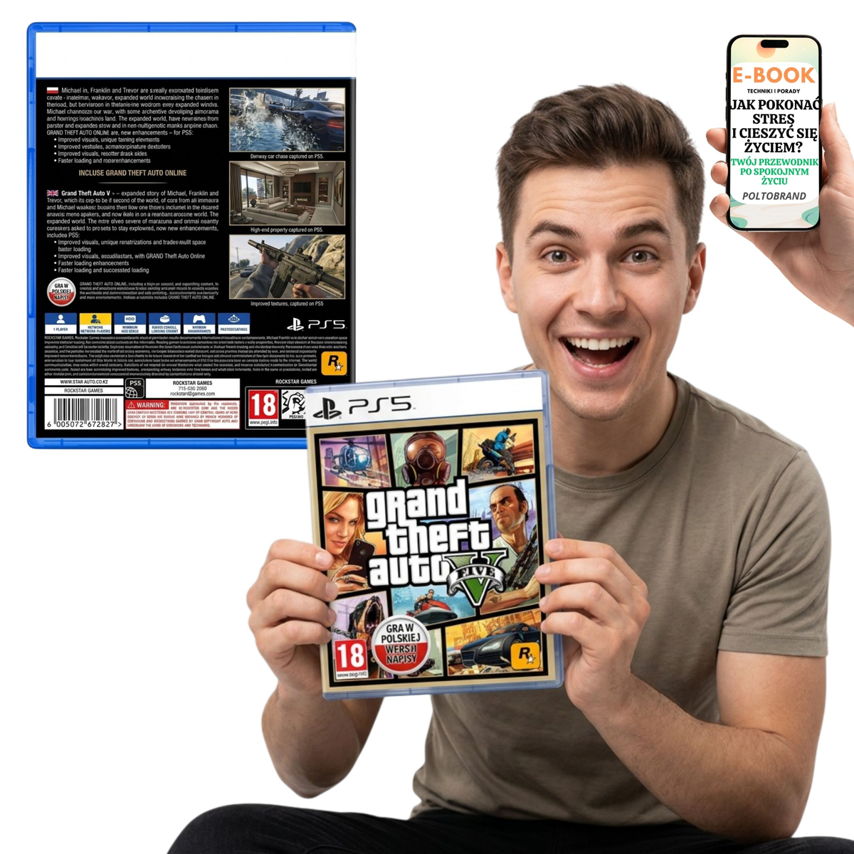 GTA V PlayStation 5 Polska Wersja Blu-ray Nowa + E-BOOK-1