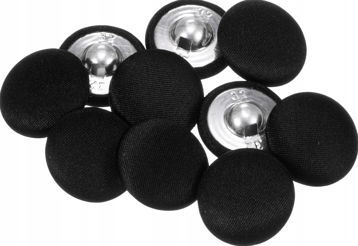 Inny producent GUZIKI 20 MM OKRĄGŁE POWLEKANE MATERIAŁOWE METALOWE CZARNE