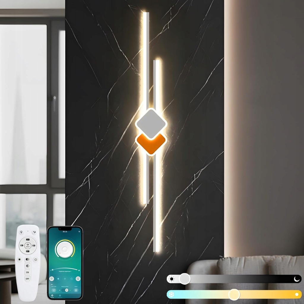 Kinkiet Lampa Ścienna Nowoczesna Regulacja Światła Pilot 27W 120 cm LED ...