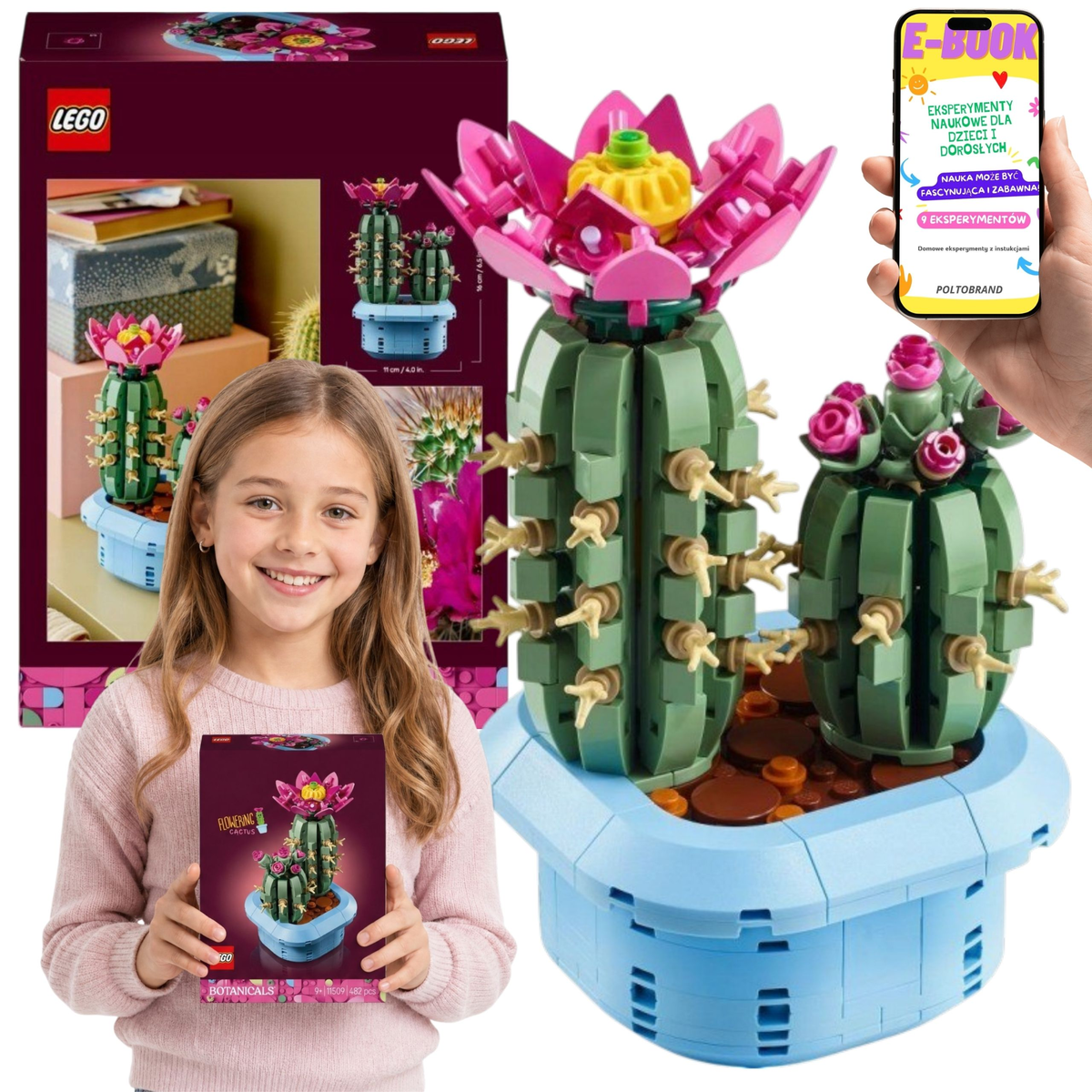 KLOCKI LEGO BOTANICALS Kwitnący kaktus • prezent dla dziecka 9 10 11 lat (11509) + E-BOOK