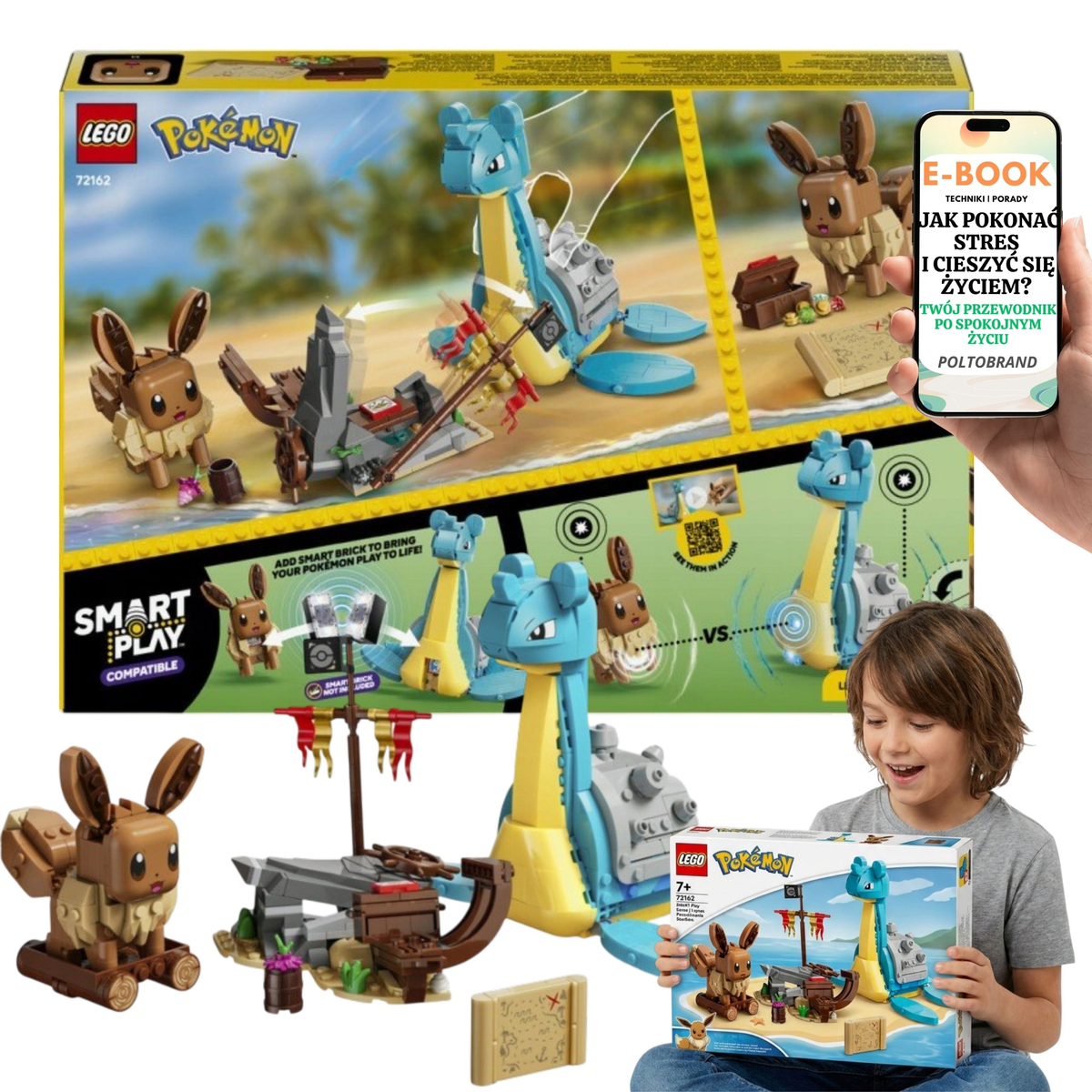 KLOCKI LEGO Pokemon Eevee i Lapras Poszukiwanie Skarbów (72162) Zestaw Kompatybilny z SMART Play + E-BOOK-1