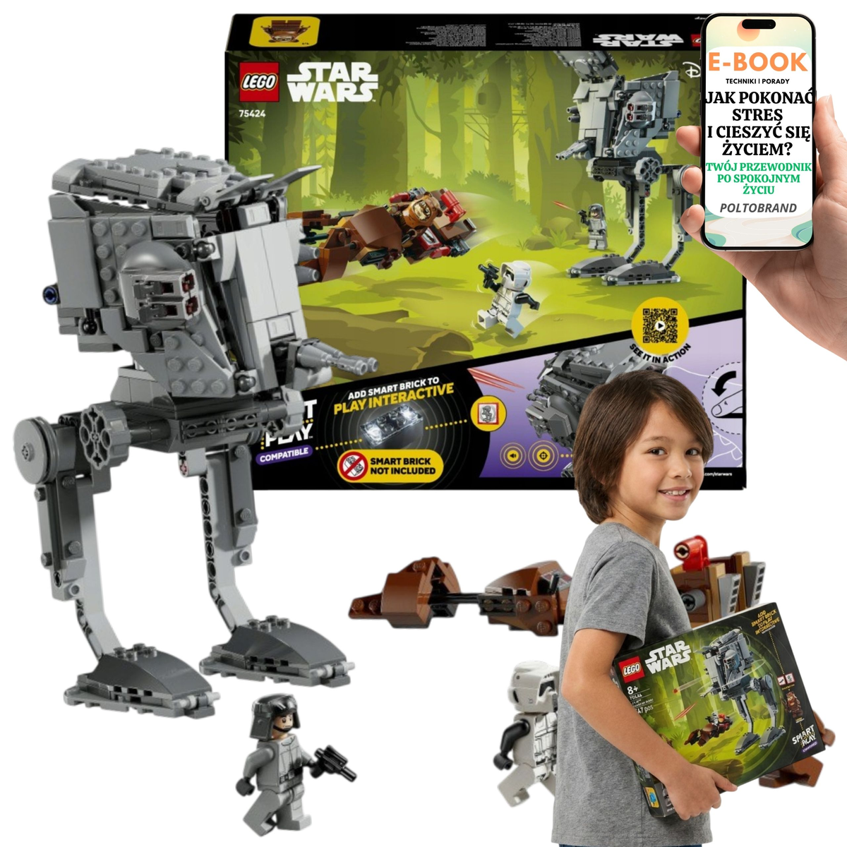 KLOCKI LEGO Star Wars Atak AT-ST na Endor (75424) Zestaw Kompatybilny z SMART Play Wicket Scout Trooper + E-BOOK-1