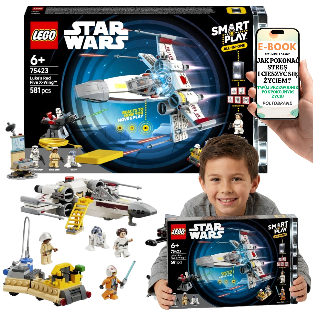 KLOCKI LEGO Star Wars X-Wing Luke'a Skywalkera (75423) Zestaw SMART Play z Minifigurkami Zabawka Dla Dziecka + E-BOOK-1