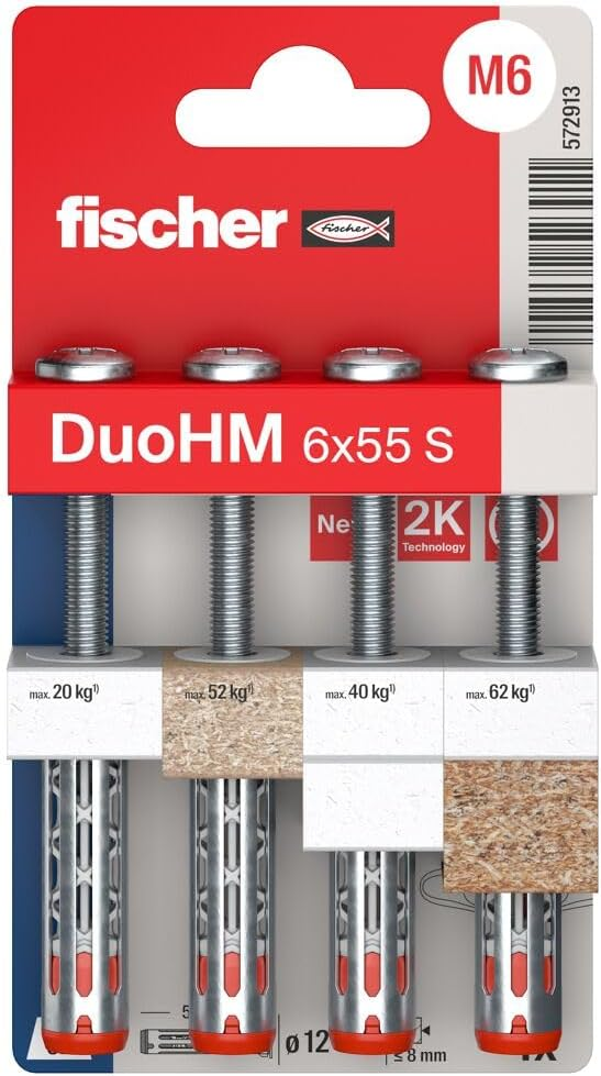 KOŁKI DWUMATERIAŁOWE 6 X 55 Z ŚRUBAMI 4 SZT