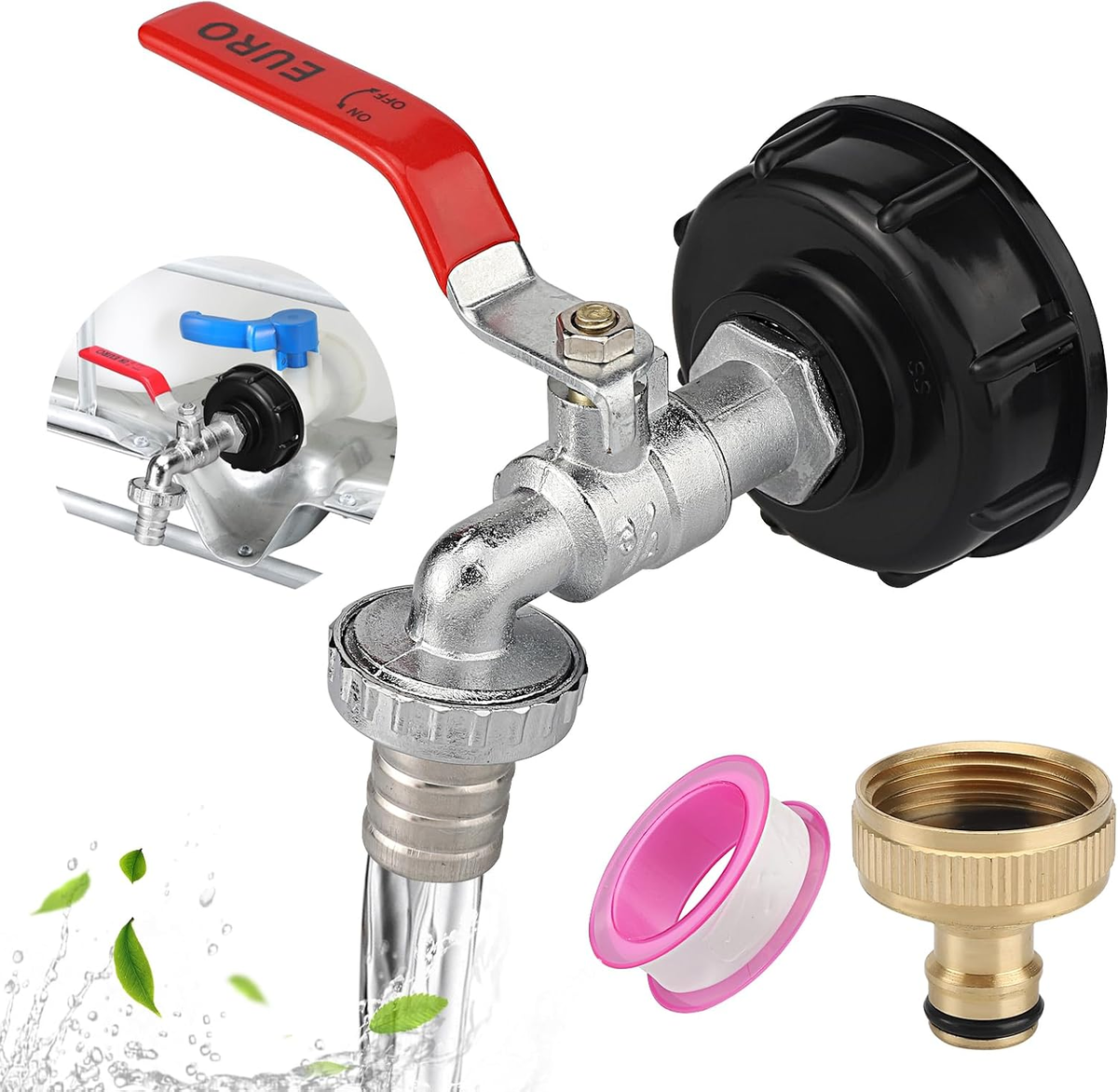 KRAN DO ZBIORNIKA 1000L S60X6 GWINT 3/4 CALA CZARNY