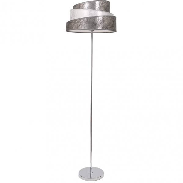 Lampa podłogowa ABRILA COLONIA, model: 023841010, chromowany / srebrny / biały, 1 × E27, 1530 × 400 × 400 mm, tekstylny abażur, bez żarówki, zasilan..