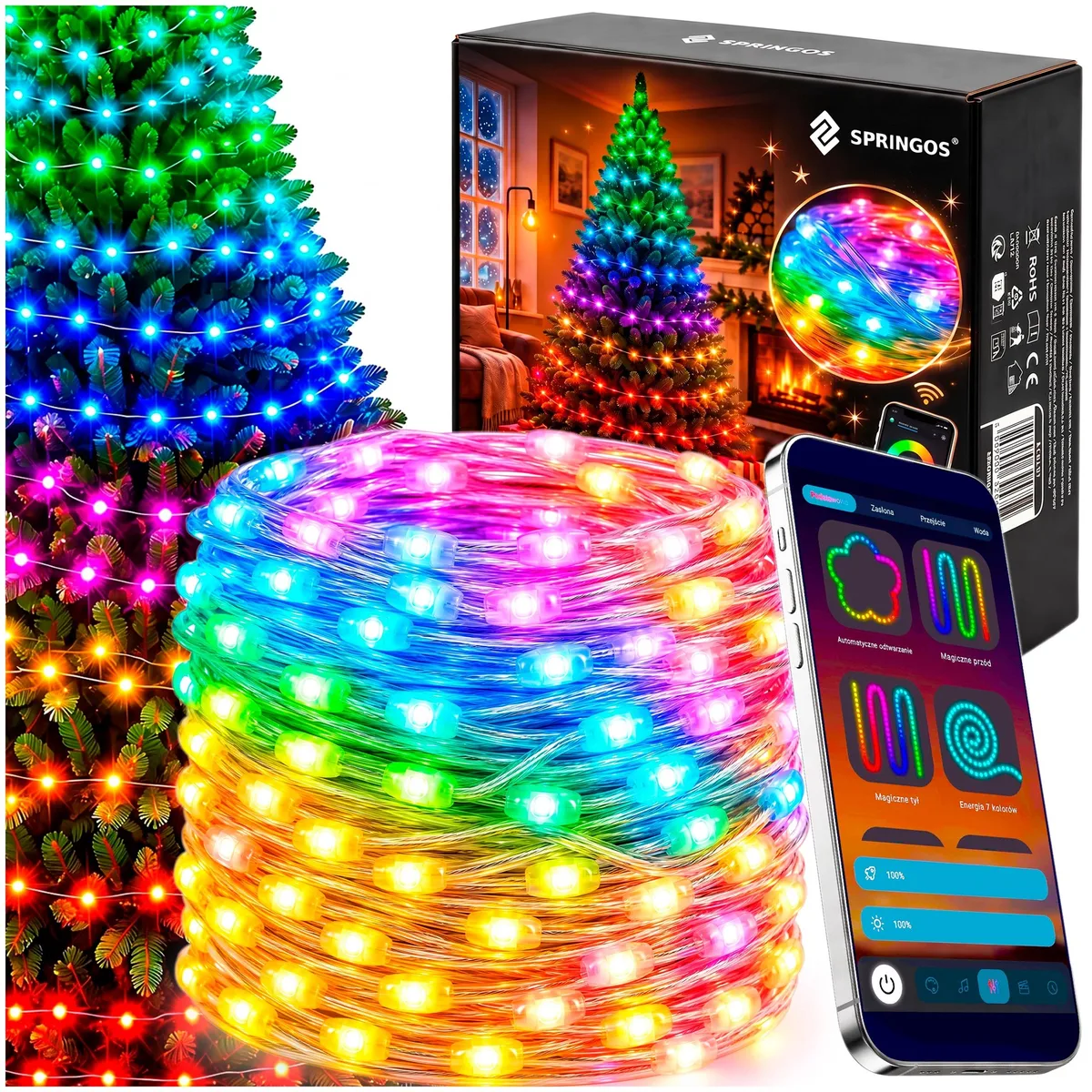 Ko Polit Lampki choinkowe SMART LED 10 m zewnętrzne IP44 100 LED pilot, zmiana ...