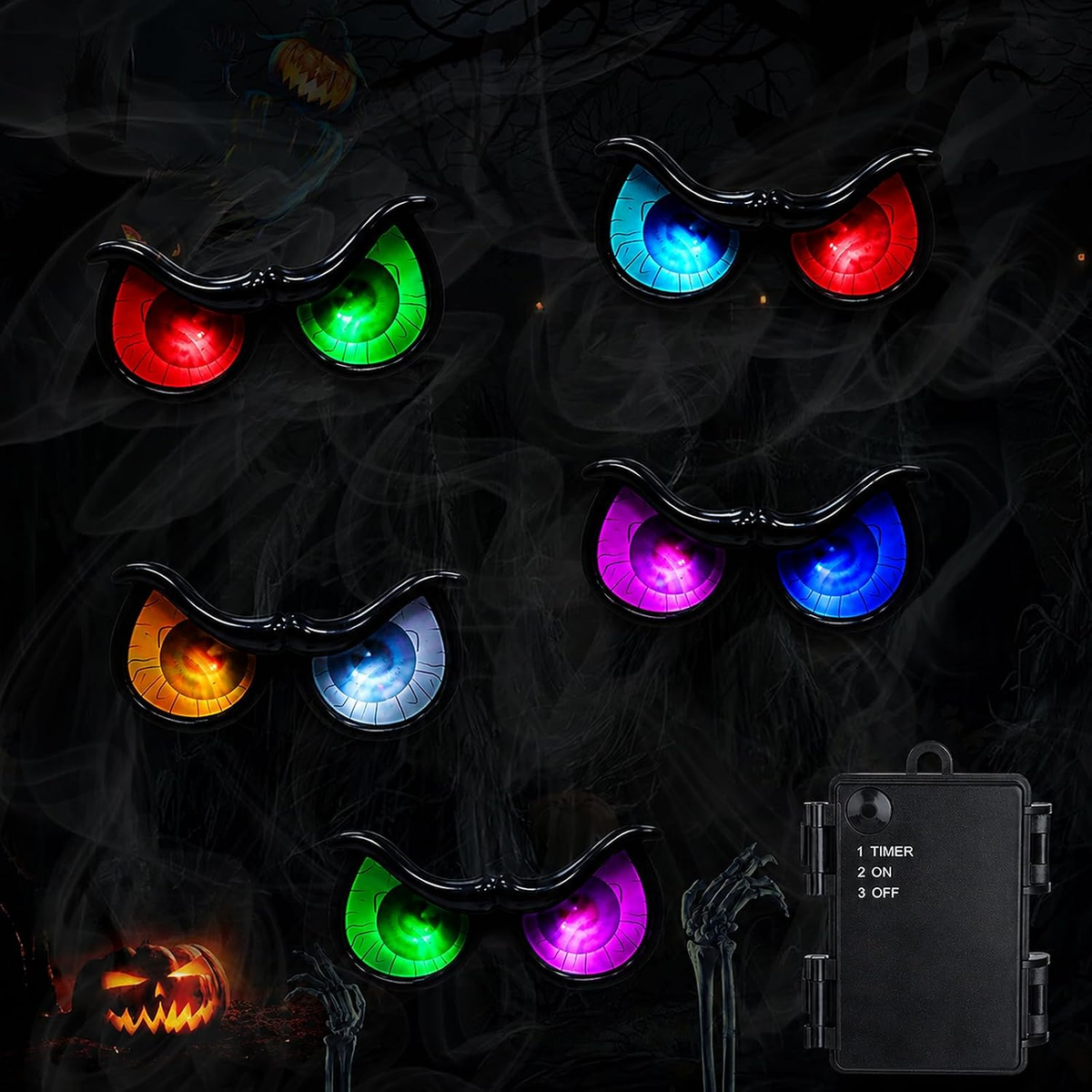ŁAŃCUCH ŚWIETLNY 21M 10 LED DEKORACJA NA ZEWNĄTRZ KOLOROWY HALLOWEEN