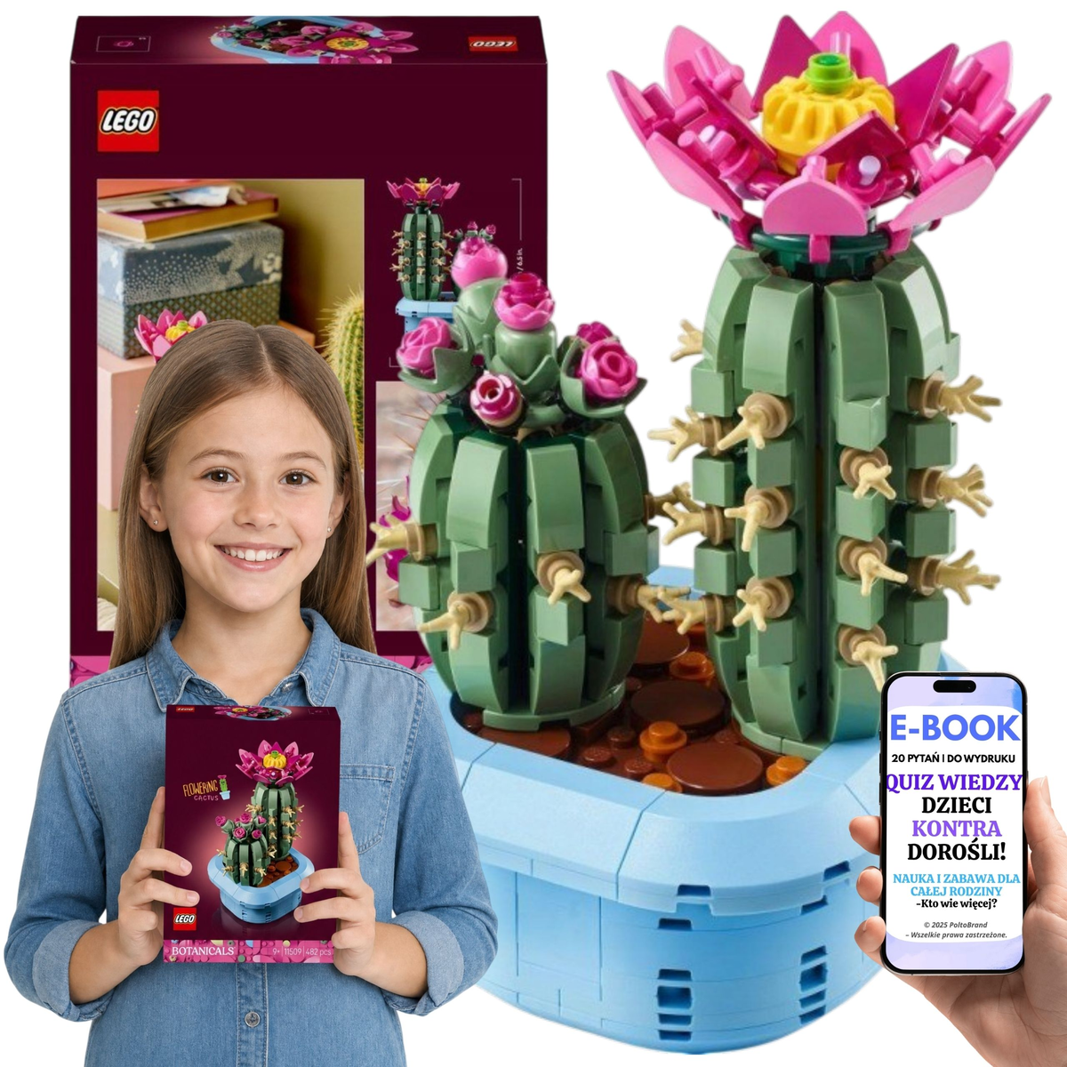 LEGO BOTANICALS Dla Dziewczynki Kwitnący kaktus • prezent na Mikołajki i Boże Narodzenie (11509) + E-BOOK-2