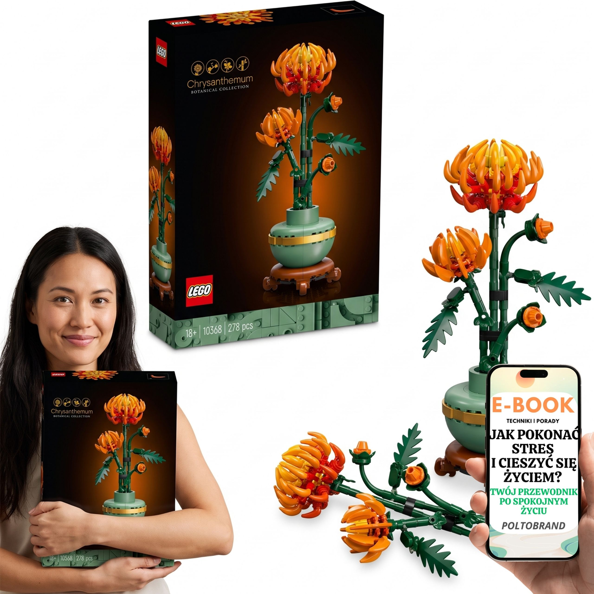 LEGO Botanicals PREZENT DLA NIEJ Chryzantema dla Kobiety Mamy Żony Kwiat 10368 + E-BOOK-1