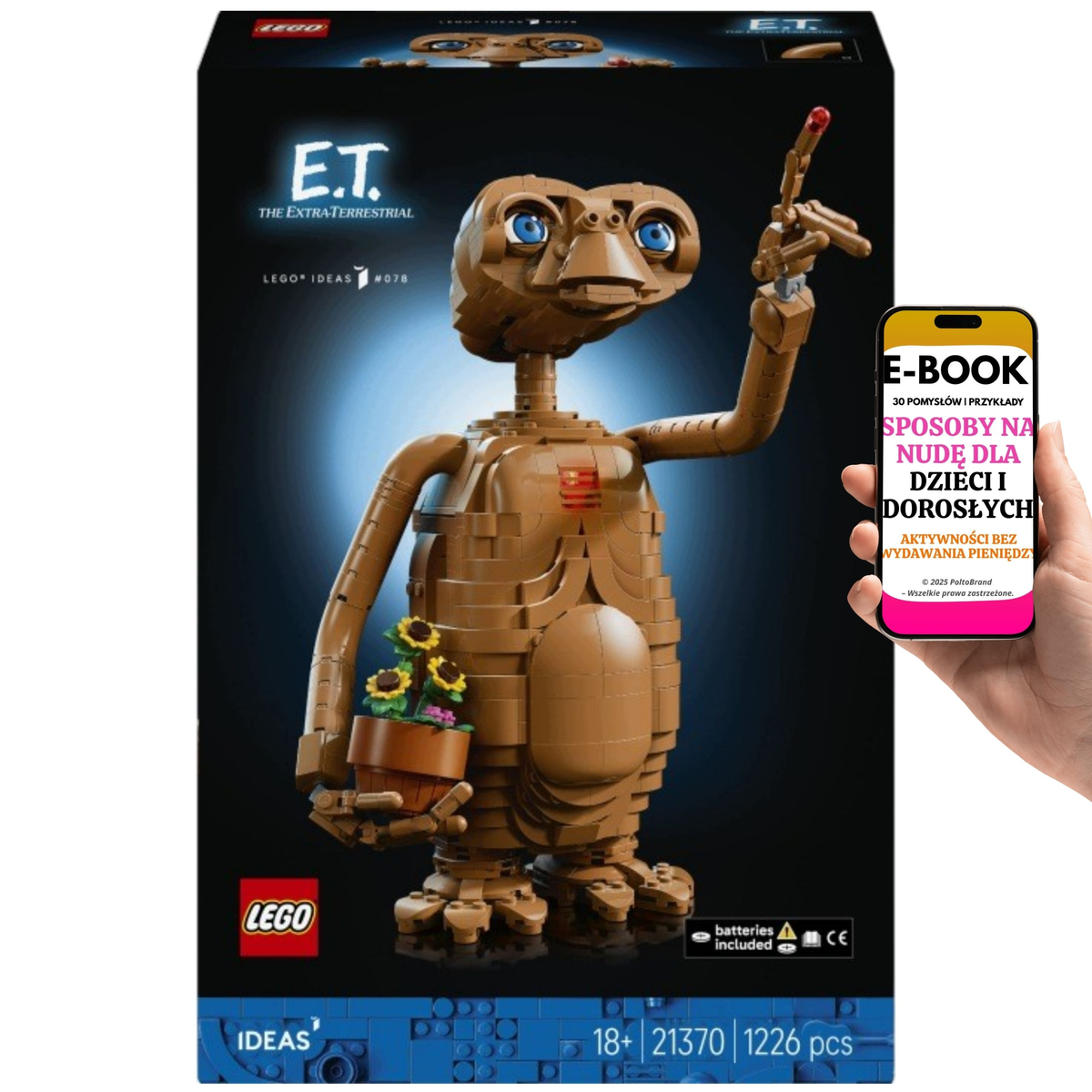 LEGO Ideas E.T. Ruchoma Głowa i Podświetlane Serce Prezent Dla Miłośnika Sci-Fi (21370) + E-BOOK-3