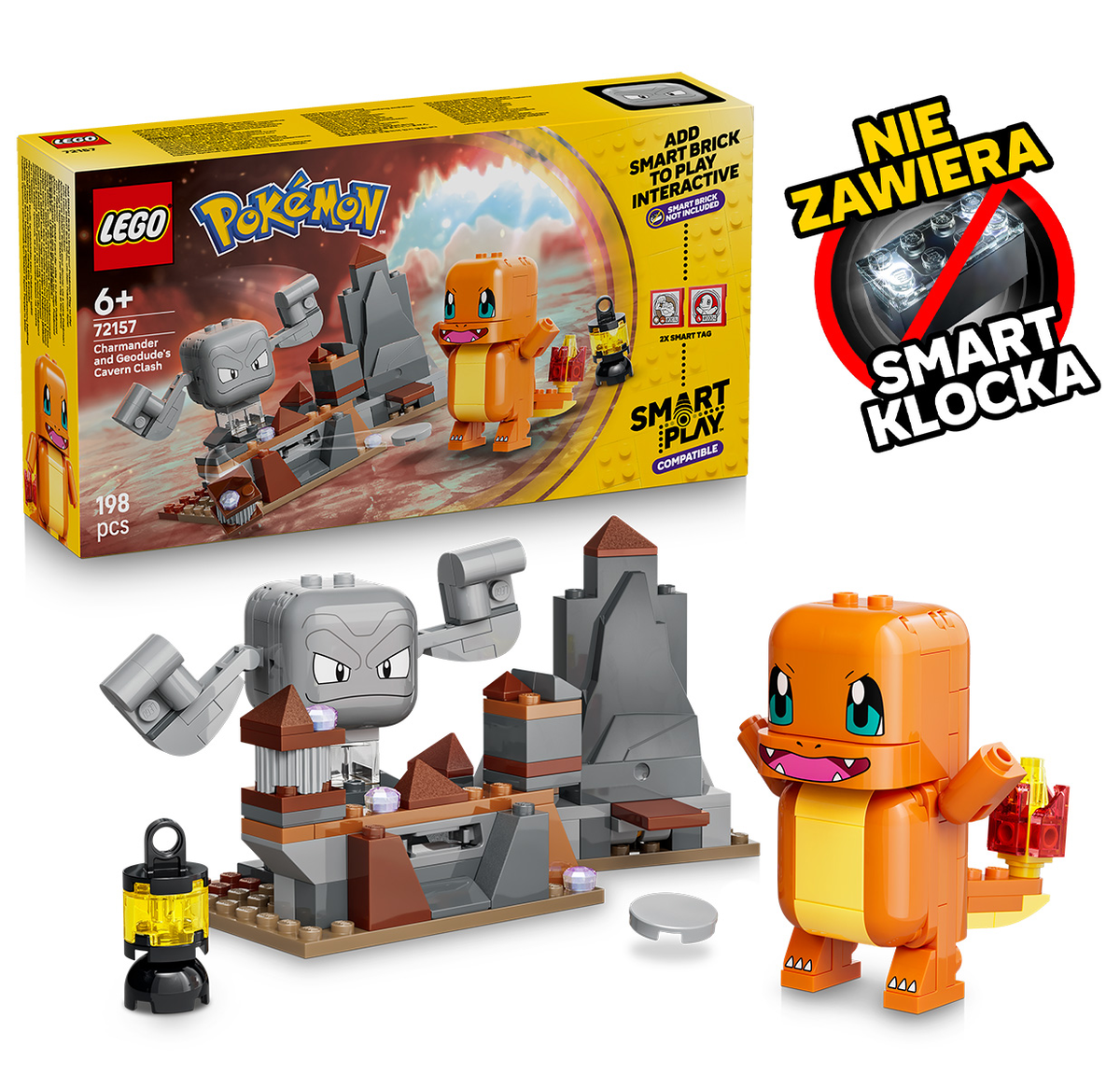 LEGO Pokémon™, klocki, SMART Play™: Charmander i Geodude — starcie w jaskini, 72157