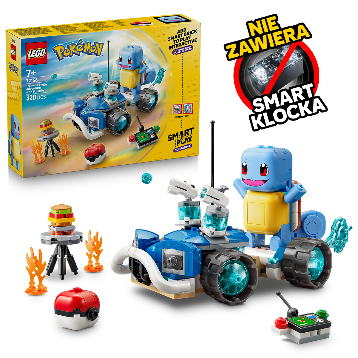 LEGO Pokémon™, klocki, SMART Play™: Przygoda Trenera ze Squirtle i pojazdem terenowym, 72156