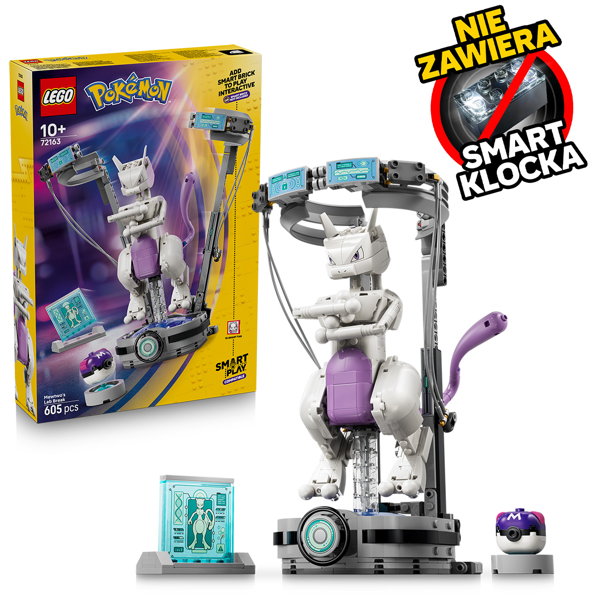 LEGO Pokémon™, klocki, SMART Play™: Ucieczka z laboratorium Mewtwo, 72163