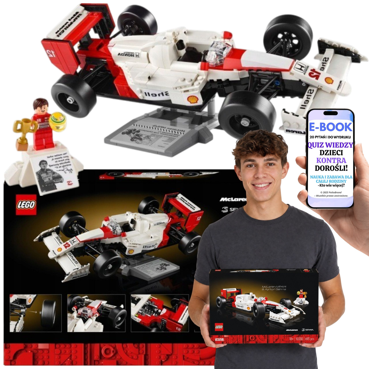 LEGO Samochód McLaren MP4/4 i Ayrton Senna • Zestaw Kolekcjonerski 693 el. (10330) + E-BOOK-2