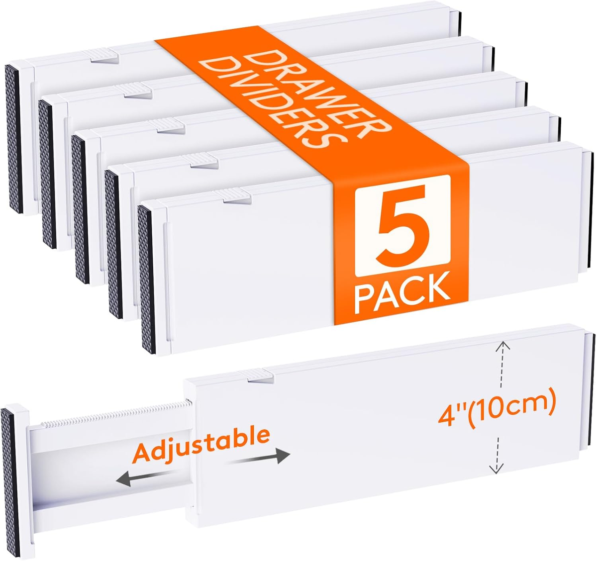 Lifewit 5-pak przegród do szuflad 10 cm regulowane organizery białe ...