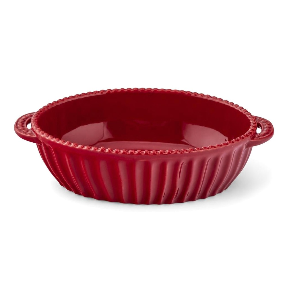 Naczynie do zapiekania ceramiczne owalne 400 ml, małe naczynie żaroodporne 20x12x5 cm z uchwytami, czerwone Merlot Altom Design