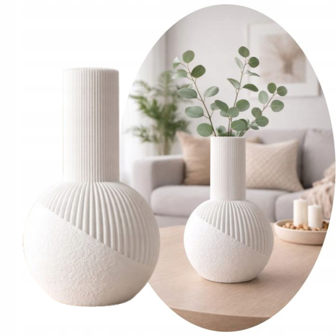 Inny producent Wazon dekoracyjny 3D Boho Modern biały wysoki 20 cm