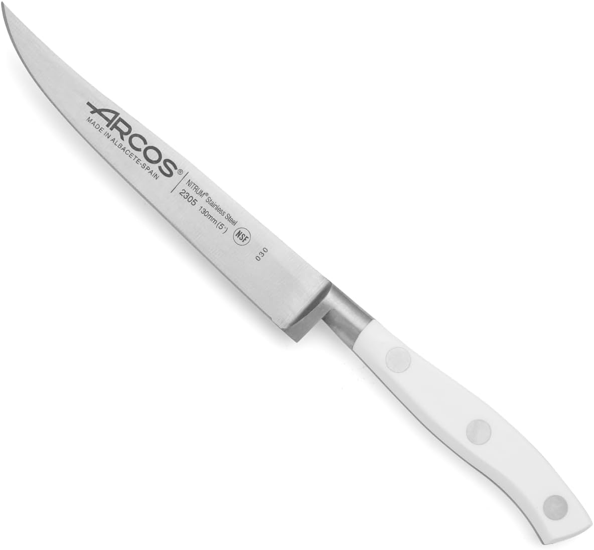 NÓŻ DO STEKÓW 130 MM STAL NIERDZEWNA BIAŁY UCHWYT