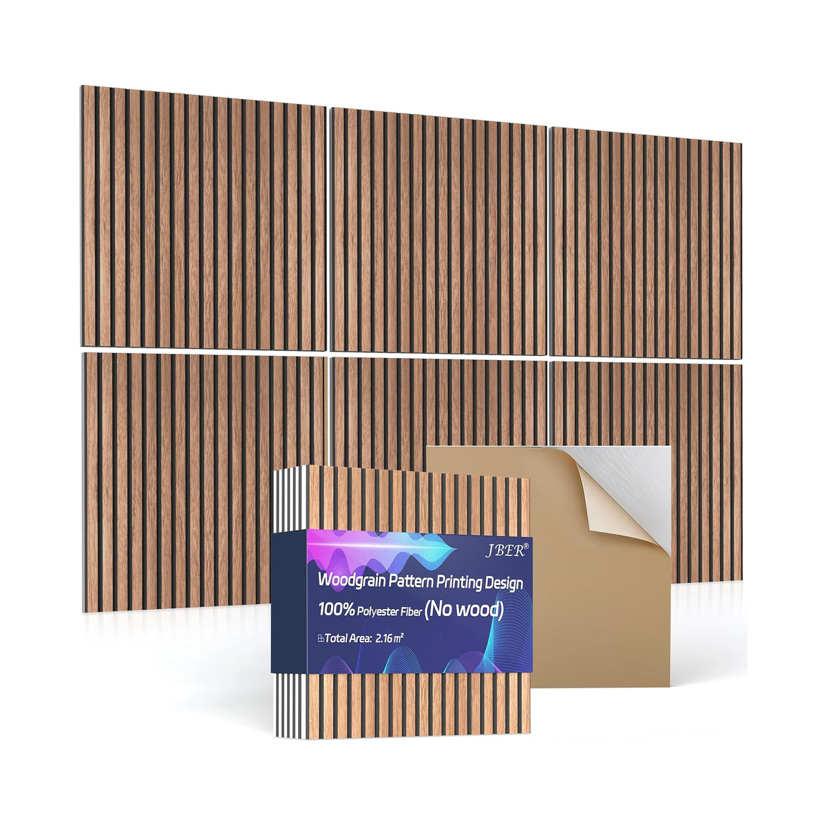 Panele Akustyczne Samoprzylepne 6 szt 60x60 cm Pianka Wyciszająca Orzech