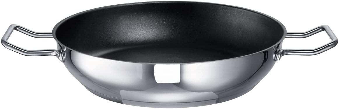 PATELNIA DO DUSZENIA 24 CM STAL NIERDZEWNA SREBRNO CZARNA