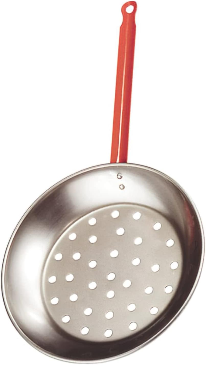 PATELNIA DO PIECZENIA 26 CM STAL SREBRNY CZERWONY