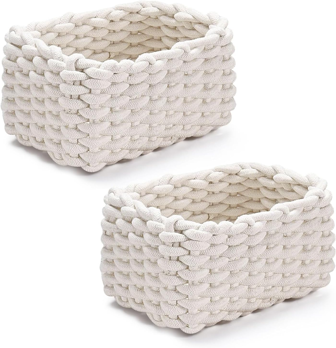 PLECIONY 2 SZTUKI 19X15X12CM OZDOBNY BAWEŁNIANY BIAŁY TRWAŁY PRAKTYCZNY