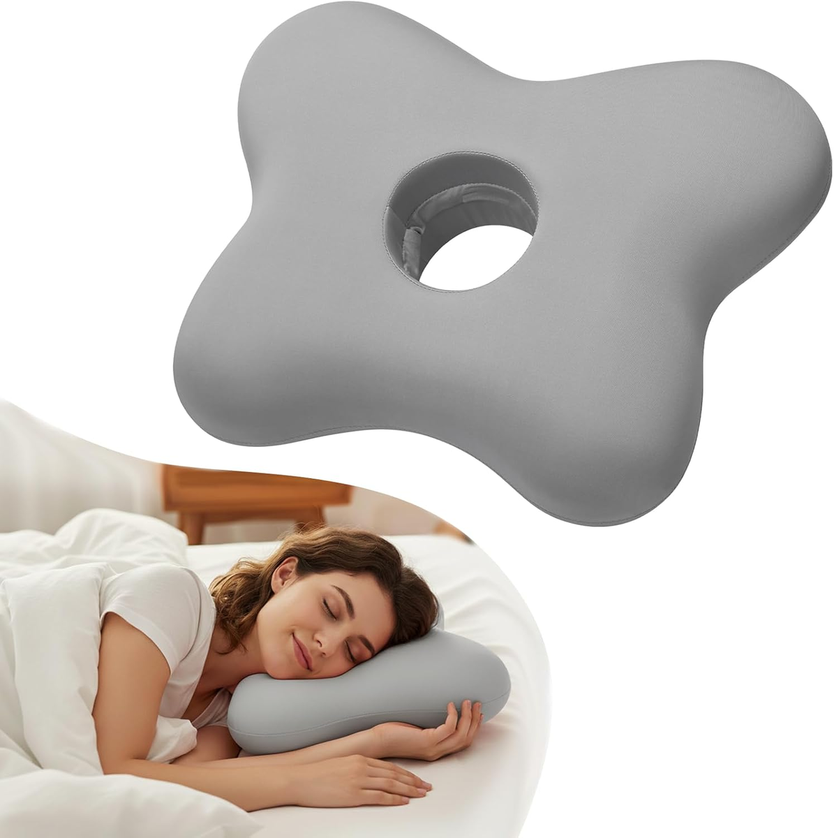PODUSZKA 43X35CM DO PIERCINGU NA UCHO Z OTWOREM ERGONOMICZNA