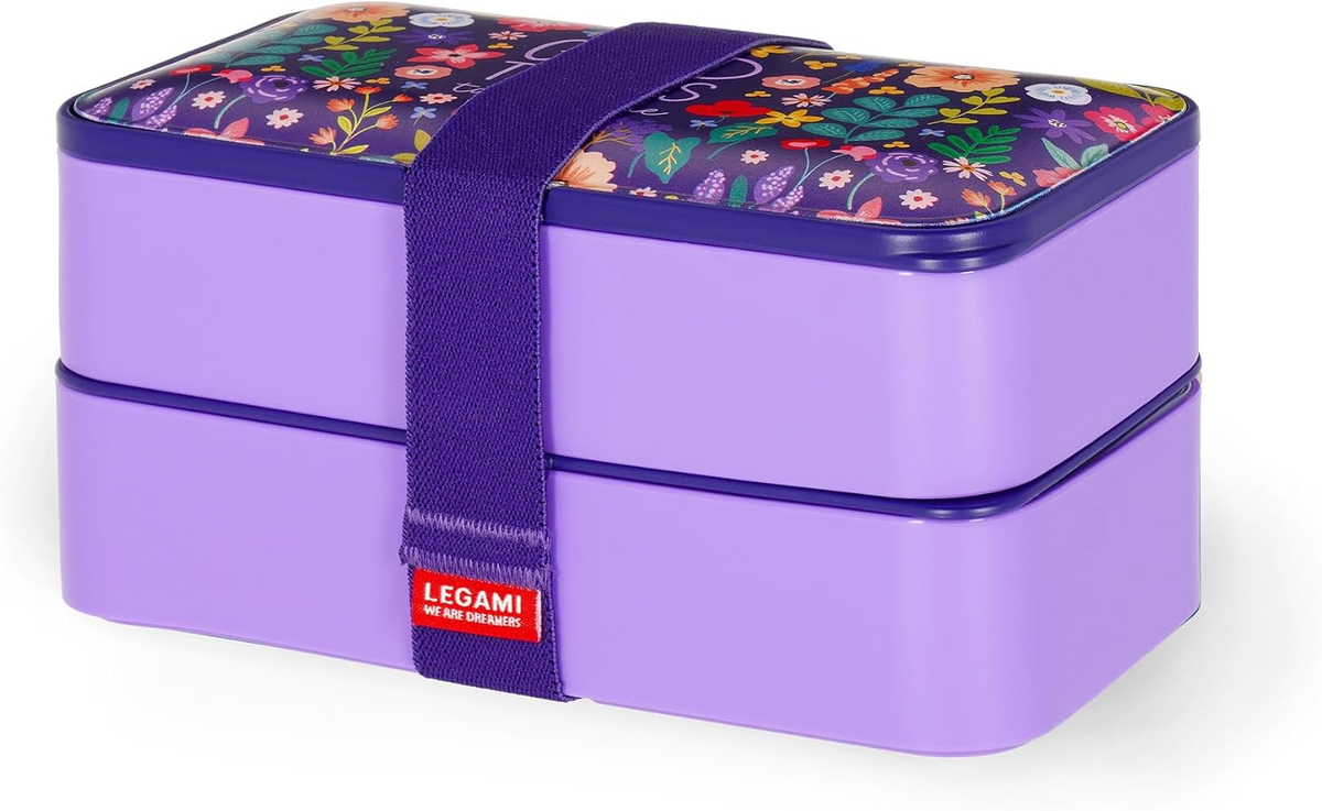POJEMNIK NA LUNCH 1200 ML Z SZTUCAMI WZÓR KWIATY