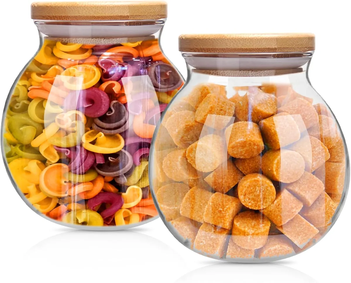 POJEMNIKI 2 SZTUKI 500ML 1000ML SZKLANE HERMETYCZNE KULISTE ELEGANCKIE