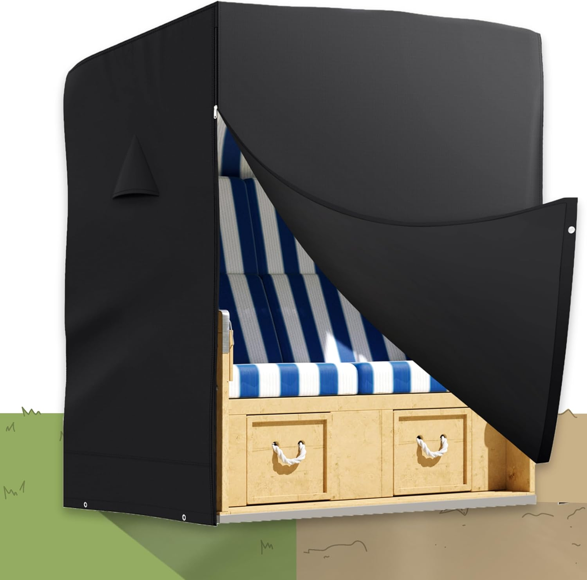 POKROWIEC NA KOSZ PLAŻOWY 135X160CM CZARNY POLIESTER OXFORD