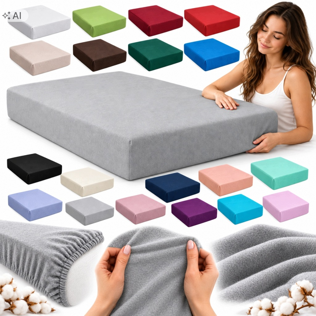PRZEŚCIERADŁO FROTTE Z GUMKA 180x200cm WIELE KOLORÓW PREMIUM PRODUKT POLSKI