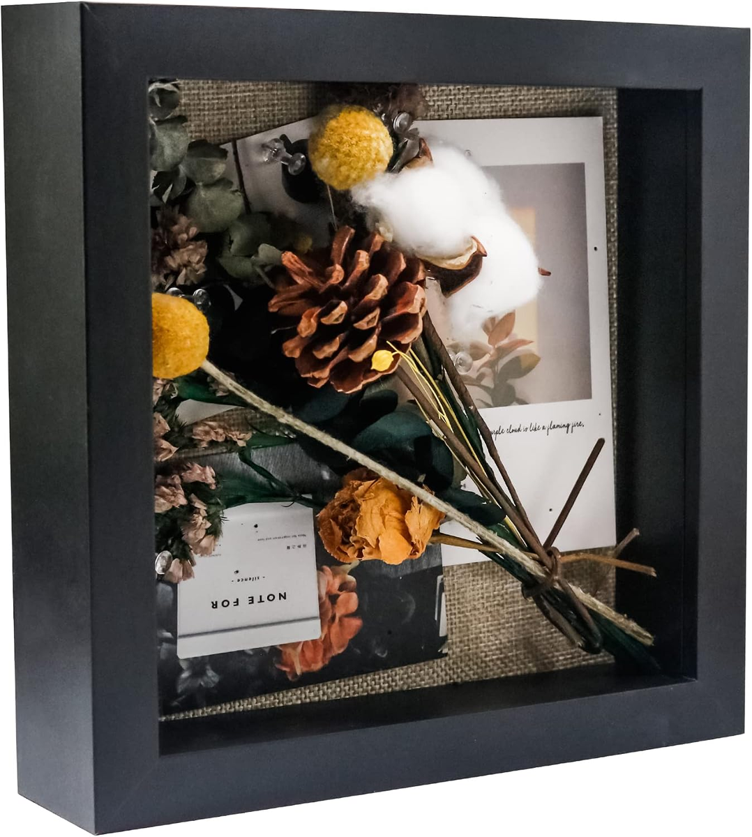 RAMKA PRZESTRZENNA 20X20CM GŁĘBOKA CZARNA DREWNIANA PAMIĄTKI 3D