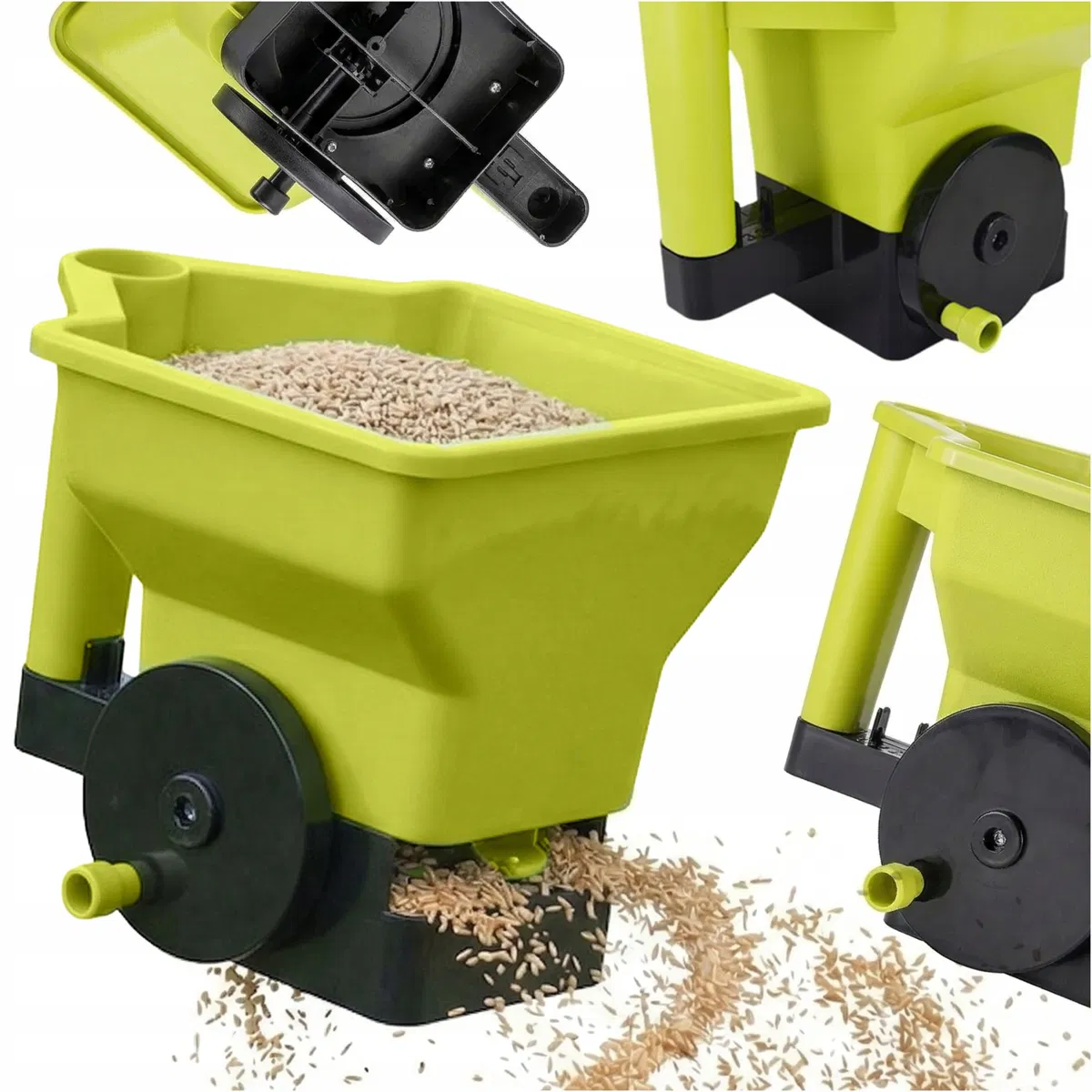 Esparcidor manual de semillas y fertilizante para jardín, 3 L, diseño moderno, práctico, fiable, compacto, elegante, sencillo, multiusos, solución para la siembra de césped en el jardín, resistente,