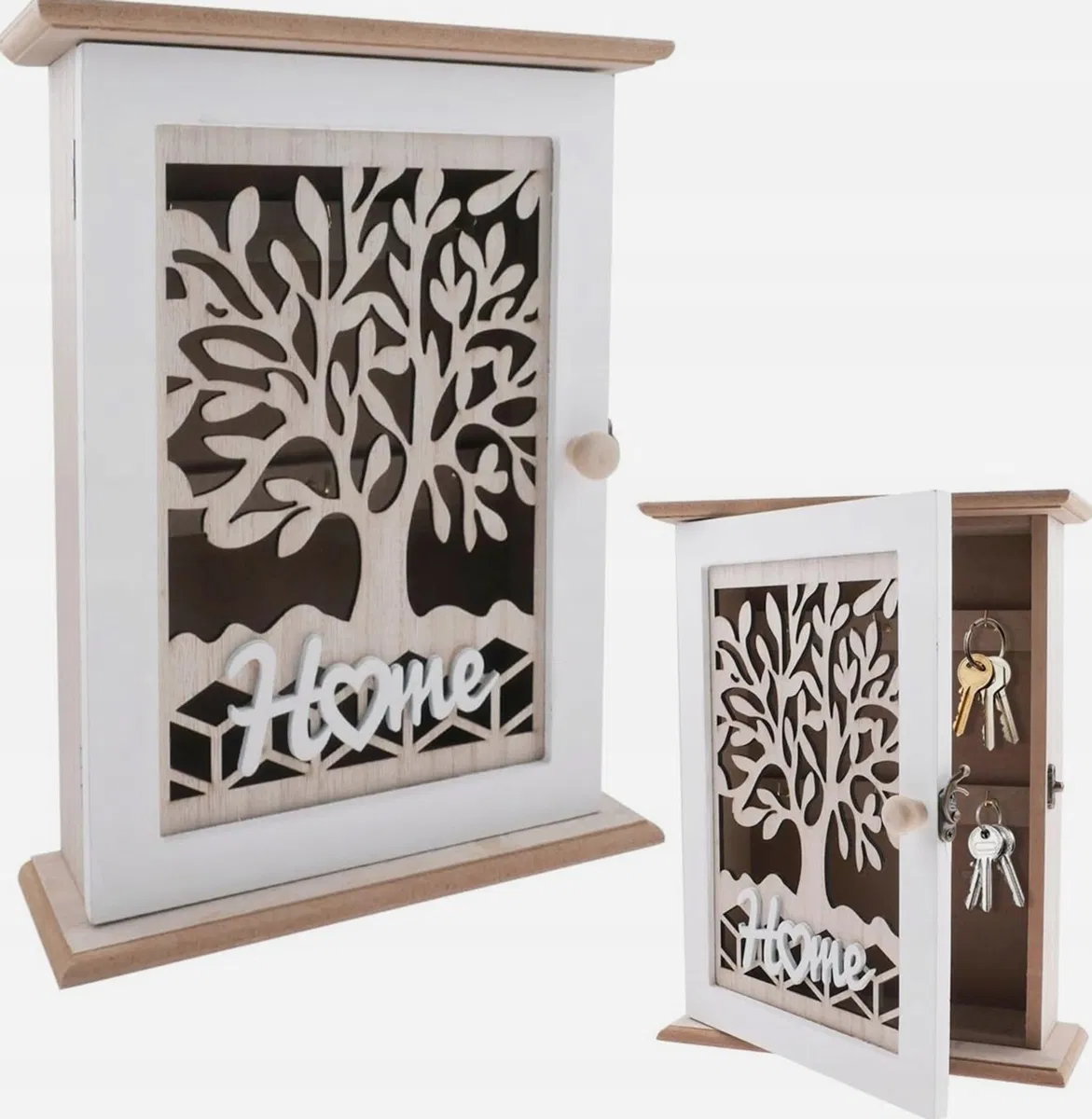 Inny producent SKRZYNKA 22X7X285CM KLUCZE RETRO BIAŁA 6 HACZYKÓW ORGANIZER
