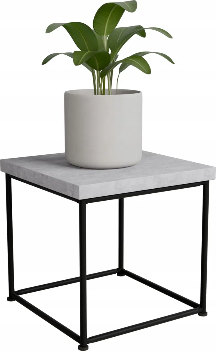FutuStal Stolik pomocniczy Druciany Kwietnik 20x20x20 Loft Czarny+Beton Jasny