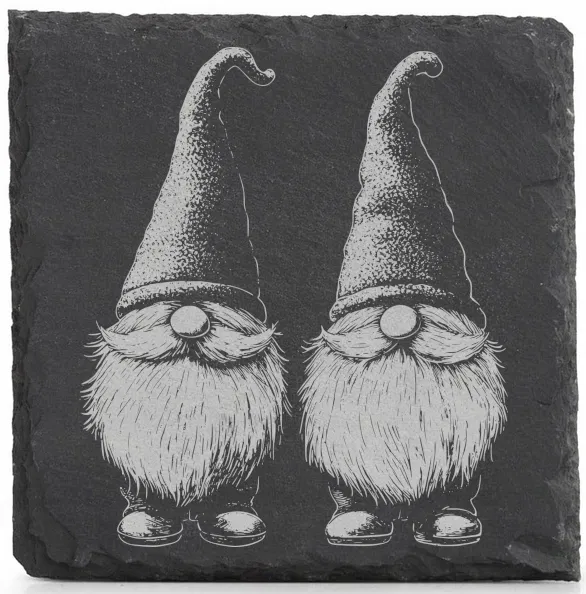 DrewnianyDecor Podkładki kamienne x4 ozdobne Świąteczne Krasnale