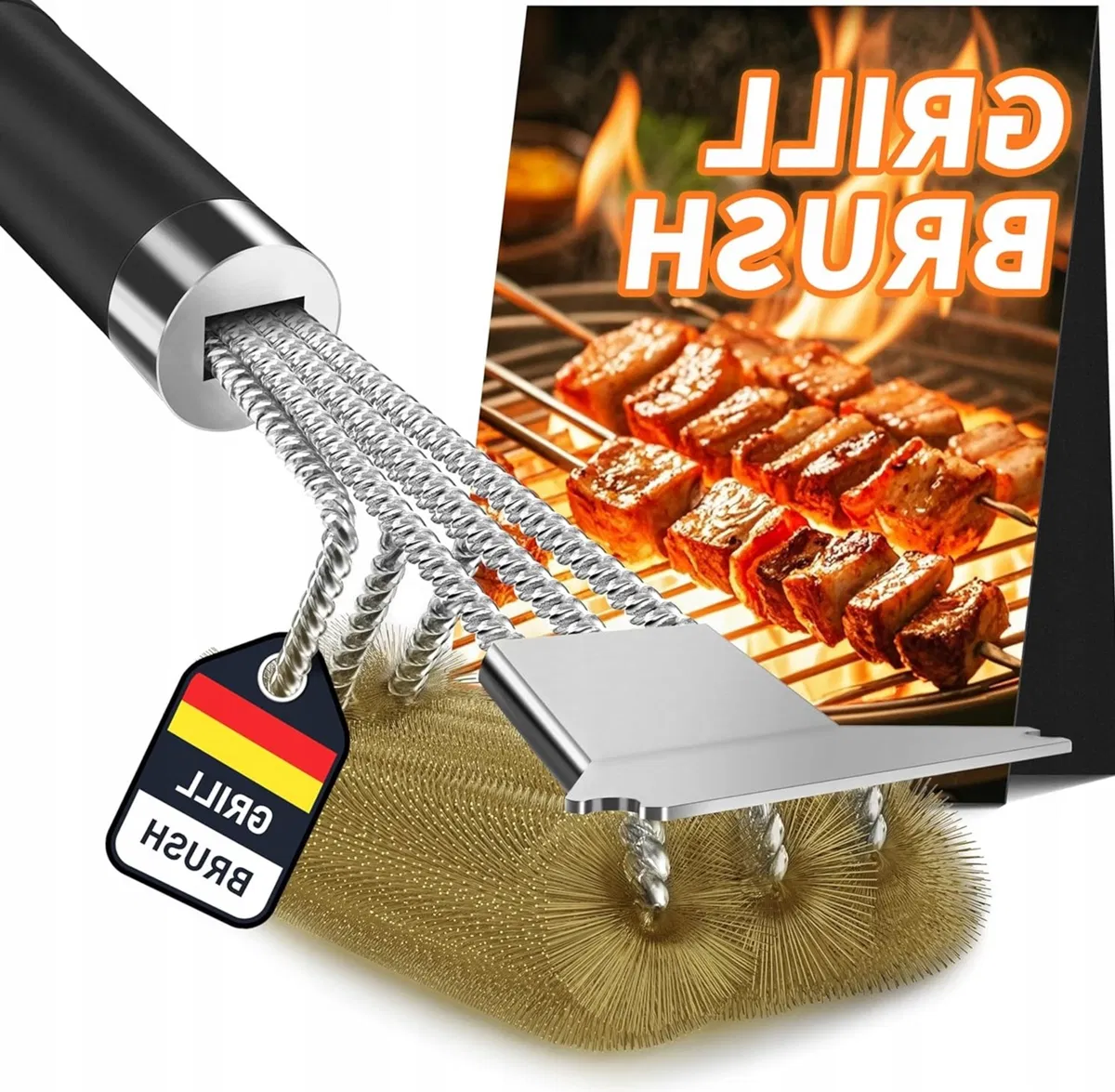 Inny producent Szczotka do grilla z mosiądzu stalą skrobakiem długim uchwytem czyszczenie